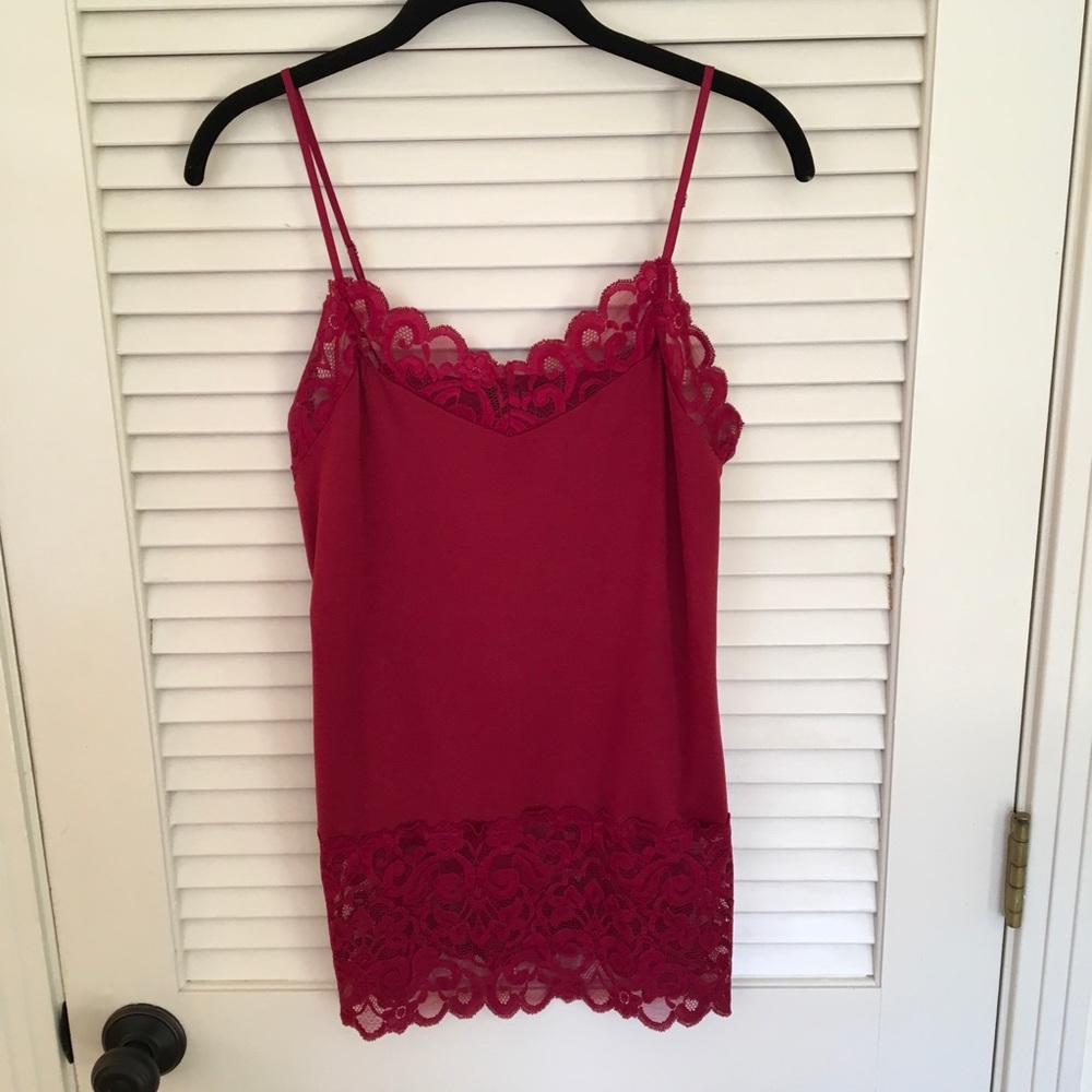 White House Black Market Deep Red Lace Tank Top
